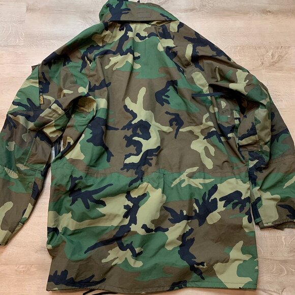 US Military Camouflage Full Zip Hooded Parka Jacket Long Large L Camo Goretex - Picture 5 of 5